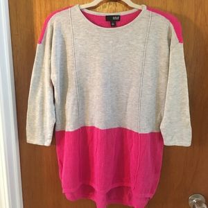 a.n.a. Gray Pink Sweater 3/4 sleeves Mesh accent M